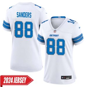 Charlie Sanders No 88 Woman’s Detroit Lions Away Game 2024 Jersey – White