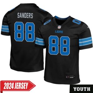 Charlie Sanders No 88 Youth’s Detroit Lions 2nd Alternate Vapor F.U.S.E. Limited 2024 Jersey – Black