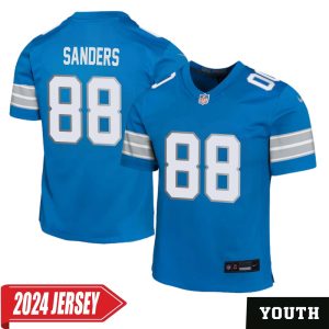 Charlie Sanders No 88 Youth’s Detroit Lions Home Game 2024 Jersey – Blue
