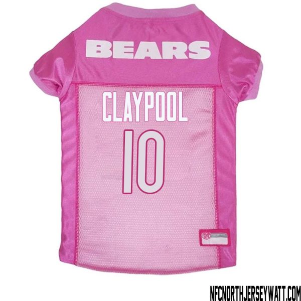 Chase Claypool No 10 Chicago Bears Dog Jersey Pink – Replica