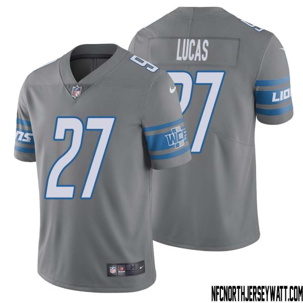 Chase Lucas No 27 Men Steel Detroit Lions Vapor Untouchable Color Rush Limited Player Jersey – Replica
