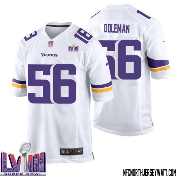 Chris Doleman No 56 Minnesota Vikings Super Bowl Lviii Away Game Jersey White For Men – Replica