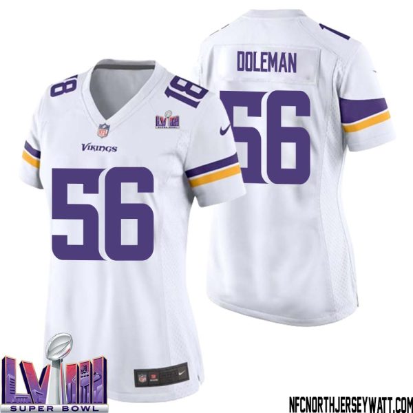 Chris Doleman No 56 Minnesota Vikings Super Bowl Lviii Away Game Jersey White For Women – Replica