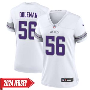 Chris Doleman No 56 Woman’s Minnesota Vikings White Alternate Custom Game 2024 Jersey