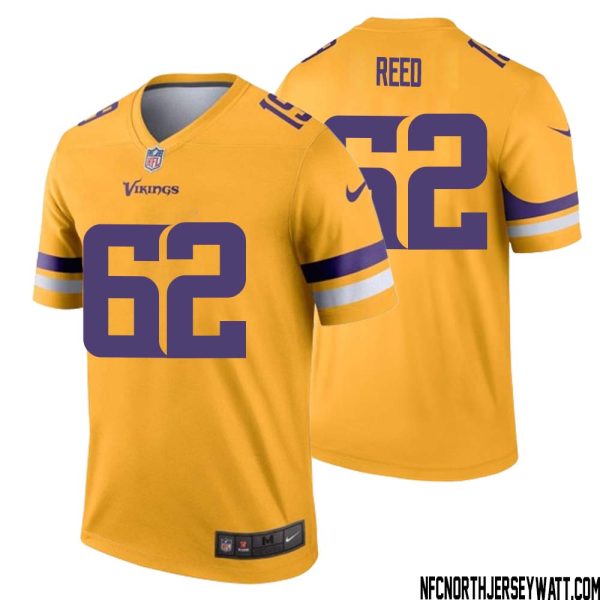 Chris Reed No 62 Men Minnesota Vikings Gold Inverted Legend Jersey – Replica