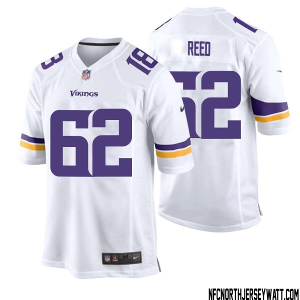 Chris Reed No 62 Men White Minnesota Vikings Game Player Away Jersey – Replica