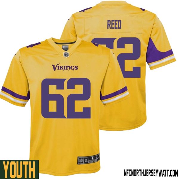Chris Reed No 62 Youth Minnesota Vikings Gold Inverted Legend Jersey – Replica