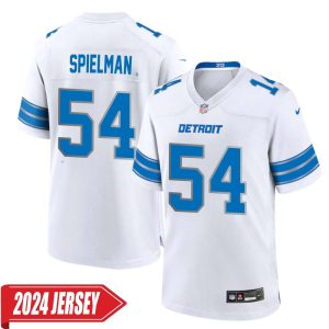 Chris Spielman No 54 Men’s Detroit Lions Away Game 2024 Jersey – White