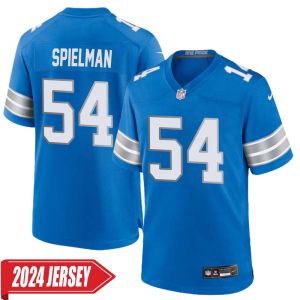 Chris Spielman No 54 Men’s Detroit Lions Home Game 2024 Jersey – Blue