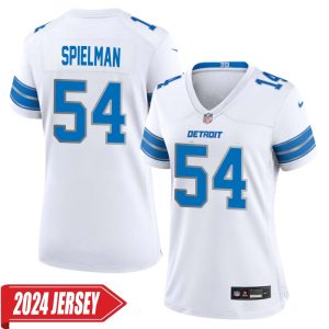 Chris Spielman No 54 Woman’s Detroit Lions Away Game 2024 Jersey – White