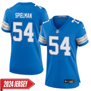 Chris Spielman No 54 Woman’s Detroit Lions Home Game 2024 Jersey – Blue