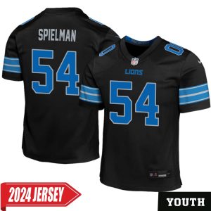 Chris Spielman No 54 Youth’s Detroit Lions 2nd Alternate Vapor F.U.S.E. Limited 2024 Jersey – Black