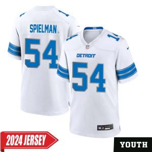 Chris Spielman No 54 Youth’s Detroit Lions Away Game 2024 Jersey – White