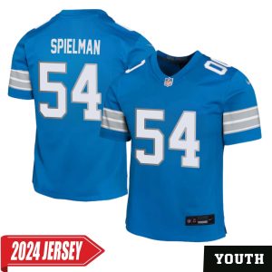 Chris Spielman No 54 Youth’s Detroit Lions Home Game 2024 Jersey – Blue