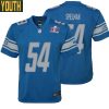 Chris Spielman No 54 Youths Custom Gray Detroit Lions Alternate Super Bowl Lviii Game Jersey