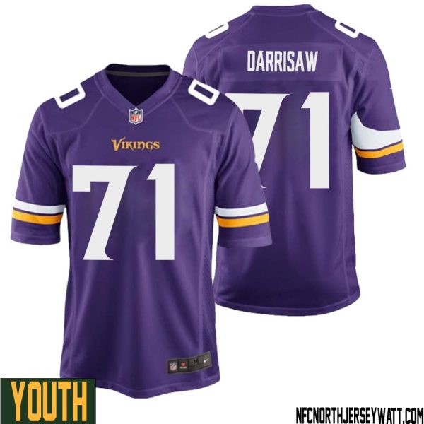 Christian Darrisaw No 71 Minnesota Vikings Game Jersey Court Purple For Youth – Replica