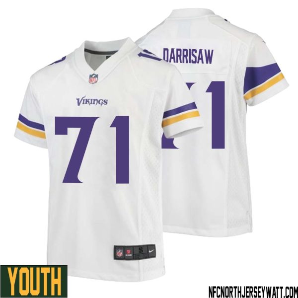 Christian Darrisaw No 71 Youth White Minnesota Vikings Game Player Away Jersey – Replica