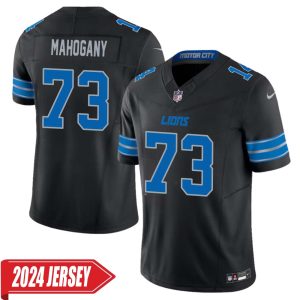 Christian Mahogany No 73 Men’s Detroit Lions 2nd Alternate Vapor F.U.S.E. Limited 2024 Jersey – Black