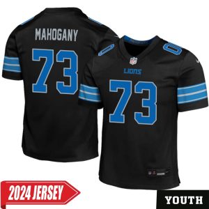 Christian Mahogany No 73 Youth’s Detroit Lions 2nd Alternate Vapor F.U.S.E. Limited 2024 Jersey – Black