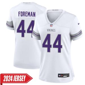 Chuck Foreman No 44 Woman’s Minnesota Vikings White Alternate Custom Game 2024 Jersey