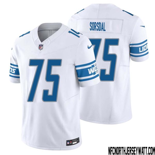 Colby Sorsdal No 75 Men White Detroit Lions Vapor F.u.s.e. Limited Jersey – Replica