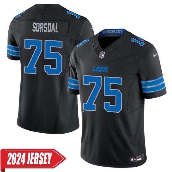 Colby Sorsdal No 75 Men’S Detroit Lions 2Nd Alternate Vapor F.u.s.e. Limited 2024 Jersey – Black