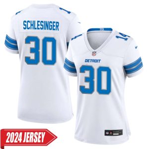 Corey Schlesinger No 30 Woman’s Detroit Lions Away Game 2024 Jersey – White