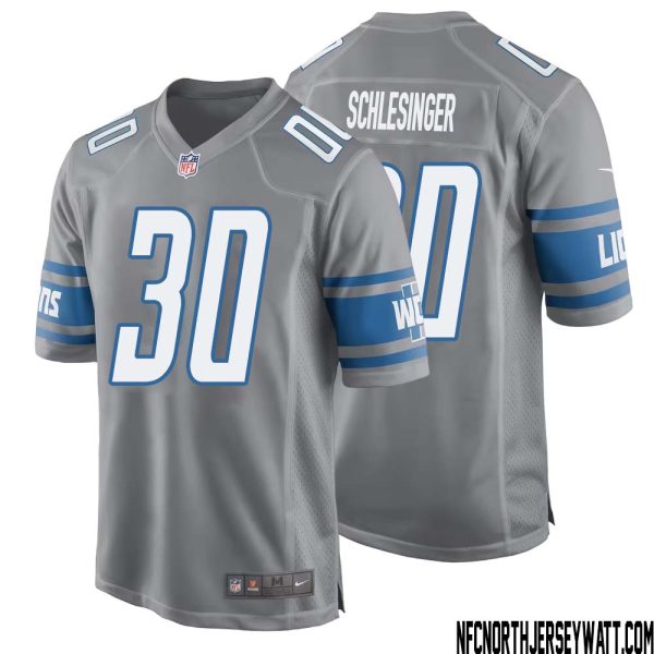 Cory Schlesinger No 30 Men Gray Detroit Lions Player Alternate Game Jersey – Replica