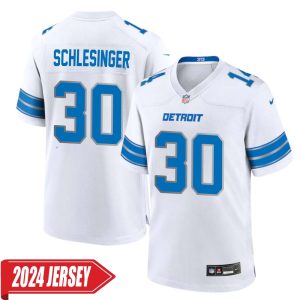 Cory Schlesinger No 30 Men’s Detroit Lions Away Game 2024 Jersey – White