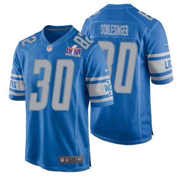 Cory Schlesinger No 30 Mens Custom Blue Detroit Lions Super Bowl Lviii Player Home Game Jersey