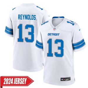 Craig Reynolds No 13 Men’s Detroit Lions Away Game 2024 Jersey – White