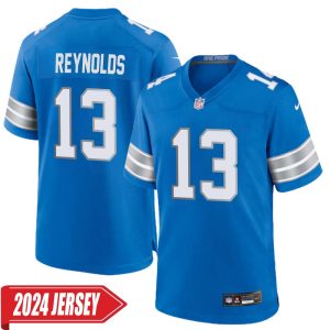 Craig Reynolds No 13 Men’s Detroit Lions Home Game 2024 Jersey – Blue