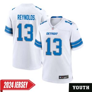 Craig Reynolds No 13 Youth’s Detroit Lions Away Game 2024 Jersey – White
