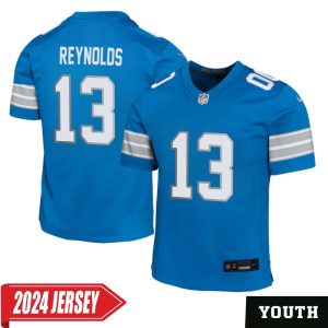 Craig Reynolds No 13 Youth’s Detroit Lions Home Game 2024 Jersey – Blue