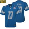Craig Reynolds No 13 Youths Custom Gray Detroit Lions Alternate Super Bowl Lviii Game Jersey