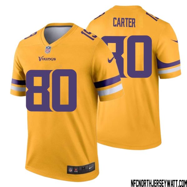 Cris Carter No 80 Men Minnesota Vikings Gold Inverted Legend Jersey – Replica