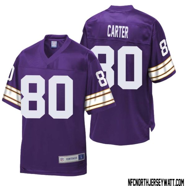 Cris Carter No 80 Men Nfl Pro Line Purple Minnesota Vikings Retired Player Replica Jersey