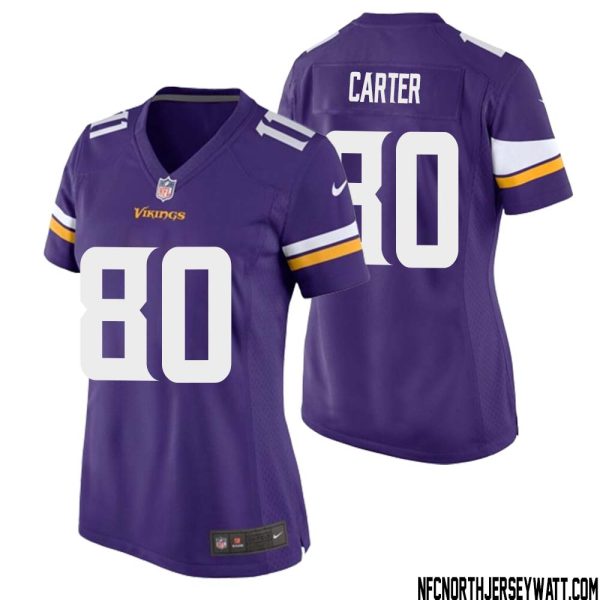 Cris Carter No 80 Minnesota Vikings Game Jersey Court Purple for Womens – Replica