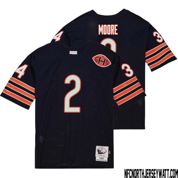 Dj Moore No 2 Men Mitchell & Ness Navy Chicago Bears 2004 Authentic Throwback Retired Player Jersey – Replica