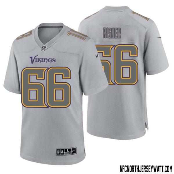 Dalton Risner No 66 Men Gray Minnesota Vikings Atmosphere Fashion Game Jersey – Replica