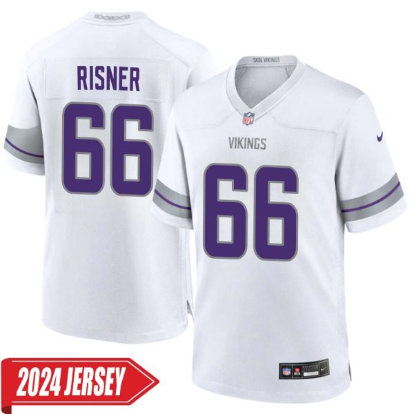 Dalton Risner No 66 Men’S Minnesota Vikings White Alternate Custom Game 2024 Jersey