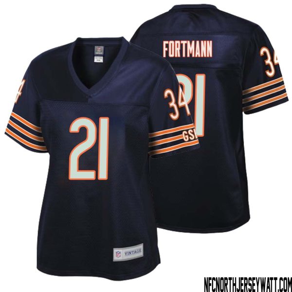 Dan Fortmann No 21 Women Nfl Pro Line Navy Chicago Bears Retired Player Replica Jersey