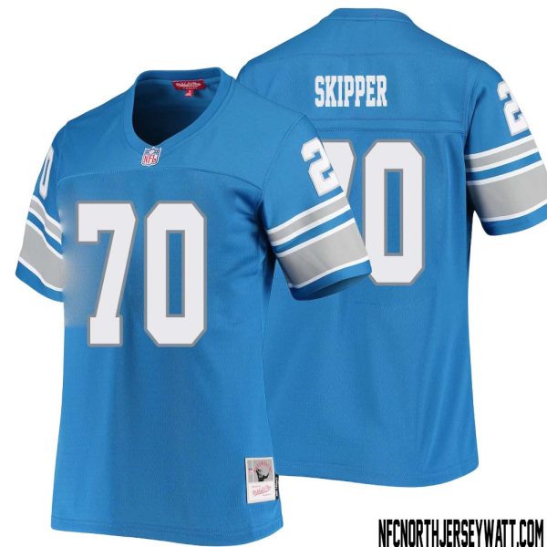 Dan Skipper No 70 Women Mitchell & Ness Blue Detroit Lions 1996 Legacy Replica Jersey