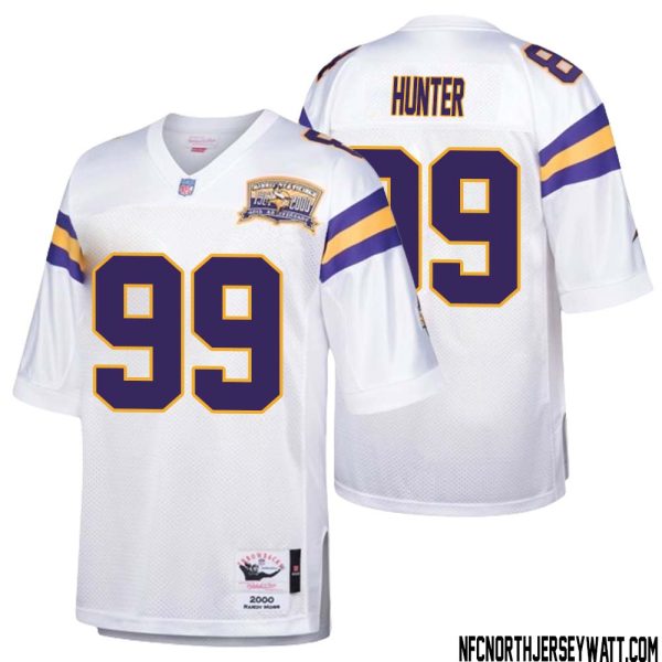 Danielle Hunter No 99 Men Mitchell & Ness White Minnesota Vikings Authentic Throwback Retired Player Jersey- Replica