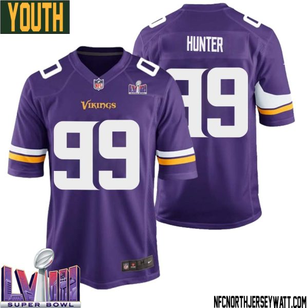 Danielle Hunter No 99 Minnesota Vikings Super Bowl Lviii Home Game Jersey Court Purple For Youth – Replica