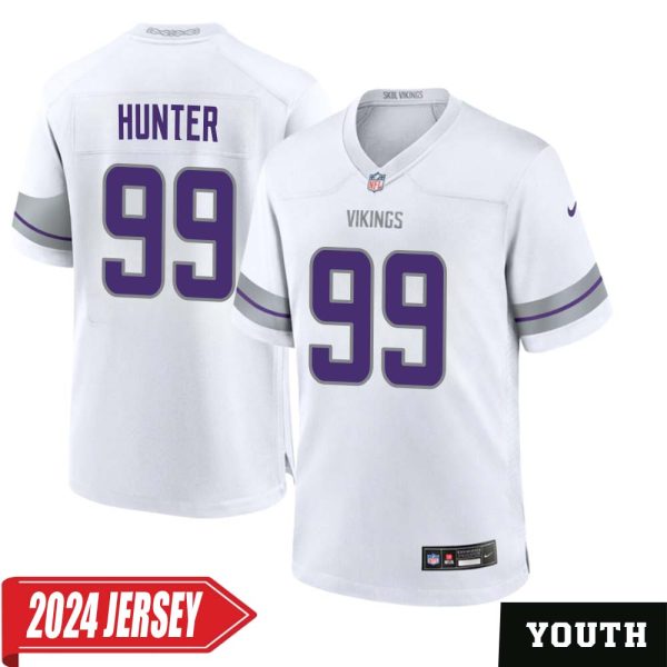 Danielle Hunter No 99 Youth’S Minnesota Vikings White Alternate Custom Game 2024 Jersey
