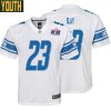 Darius Slay No 23 Youths Custom Gray Detroit Lions Alternate Super Bowl Lviii Game Jersey