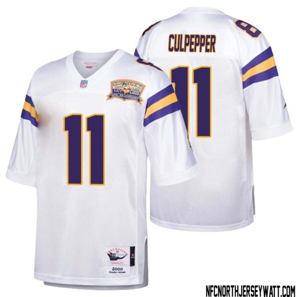 Daunte Culpepper No 11 Men Mitchell & Ness White Minnesota Vikings Authentic Throwback Retired Player Jersey- Replica