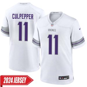 Daunte Culpepper No 11 Men’s Minnesota Vikings White Alternate Custom Game 2024 Jersey