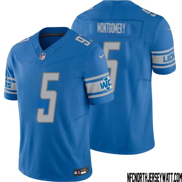 David Montgomery No 5 Men Blue Detroit Lions Vapor F.U.S.E. Limited Jersey – Replica